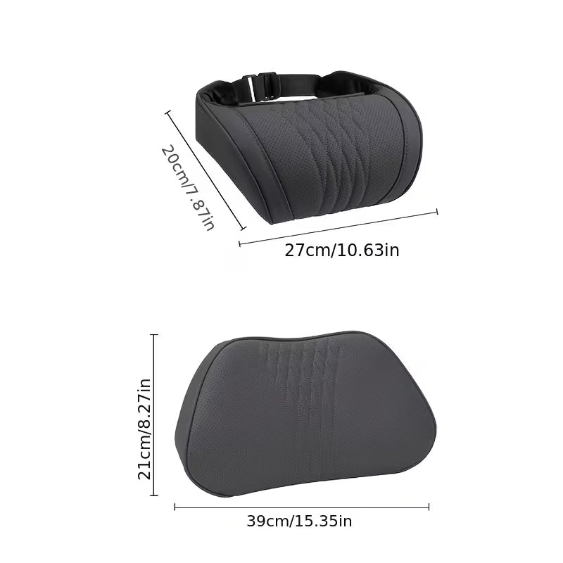 Luxury Car Neck Pillow, Nappa Headrest, Seat Cushion, Neck Support Pillow, Car Seat Cushion, Comfortable and Breathable, Lumbar and Neck Support, Exquisite Embroidery, All-Season Use, Car Interior Decoration Accessory
