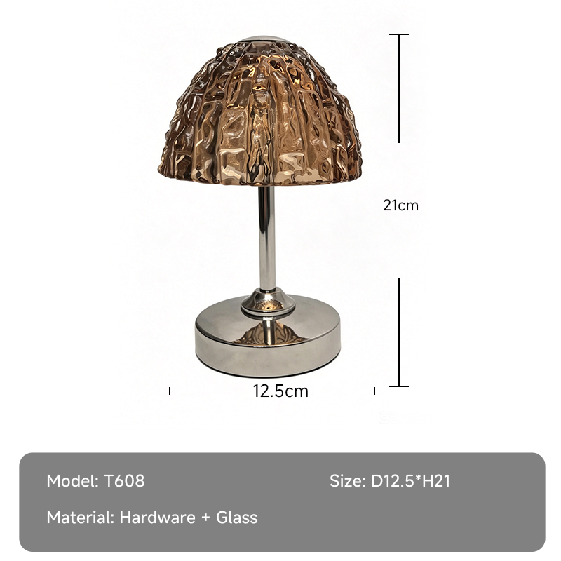 VH Retro Embossed Glass Decorative Bedside Lamp, LED Table Lamp for Bedroom Living Room Home Decoration