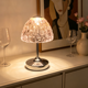 VH Retro Embossed Glass Decorative Bedside Lamp, LED Table Lamp for Bedroom Living Room Home Decoration