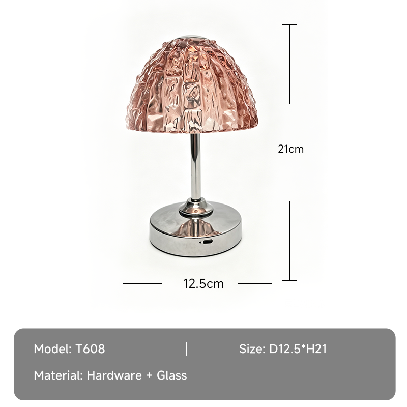 VH Retro Embossed Glass Decorative Bedside Lamp, LED Table Lamp for Bedroom Living Room Home Decoration