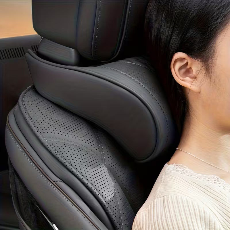 Luxury Car Neck Pillow, Nappa Headrest, Seat Cushion, Neck Support Pillow, Car Seat Cushion, Comfortable and Breathable, Lumbar and Neck Support, Exquisite Embroidery, All-Season Use, Car Interior Decoration Accessory